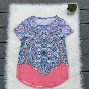 Westport color block patterned short sleeve top